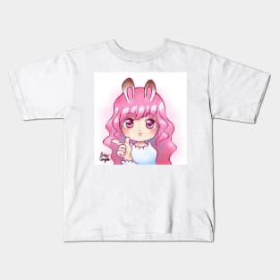 Pink Bunny Girl - Cute Kawaii Anime Art Kids T-Shirt